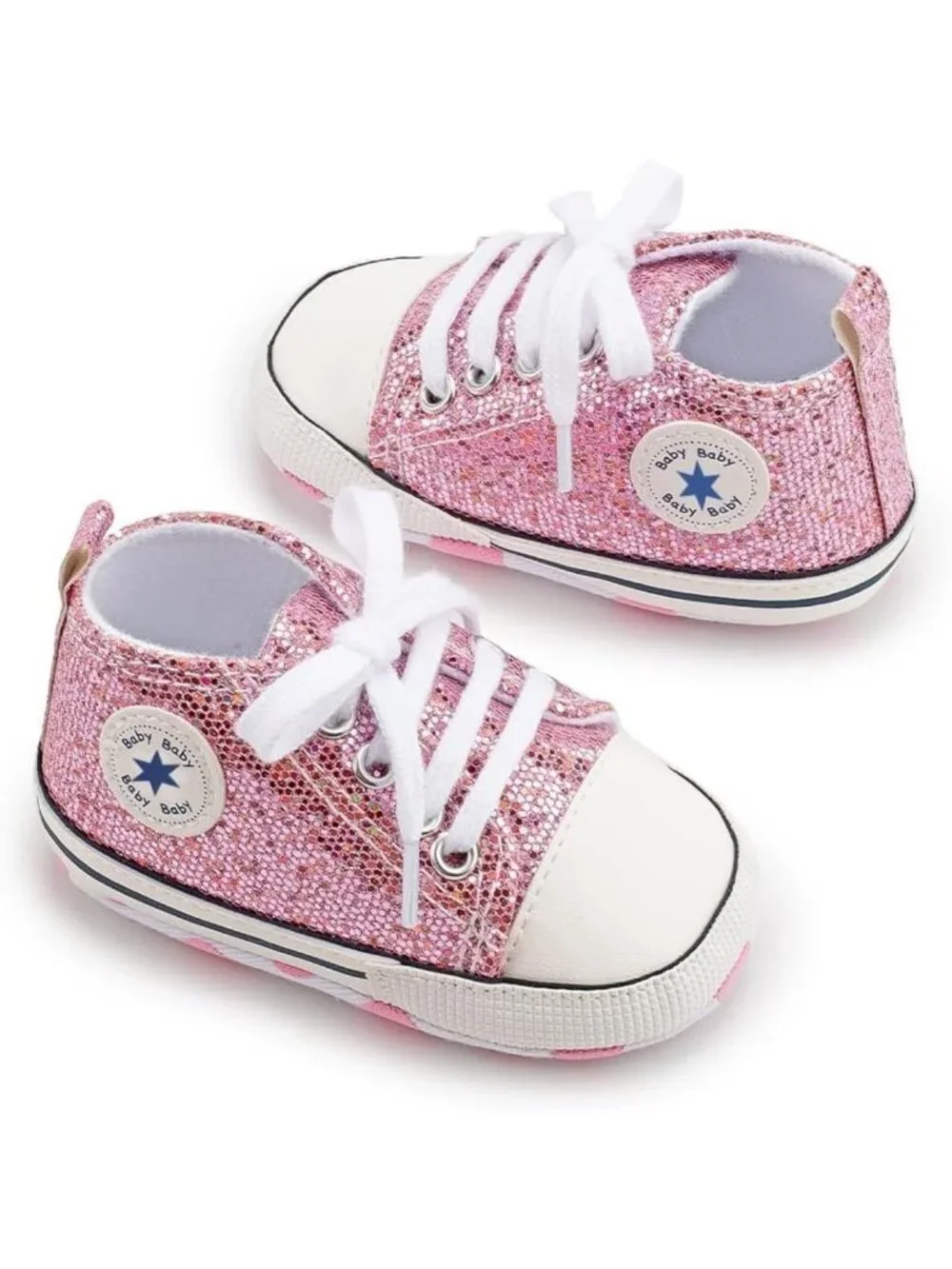 Unisex Baby High-Top Canvas Sneakers, Anti-Slip Soft Sole for First Walkers